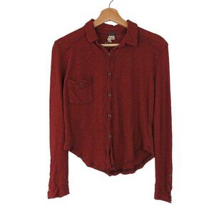 WE THE FREE Women's Brick Red Linen Blend Long Sleeve Top Size XS